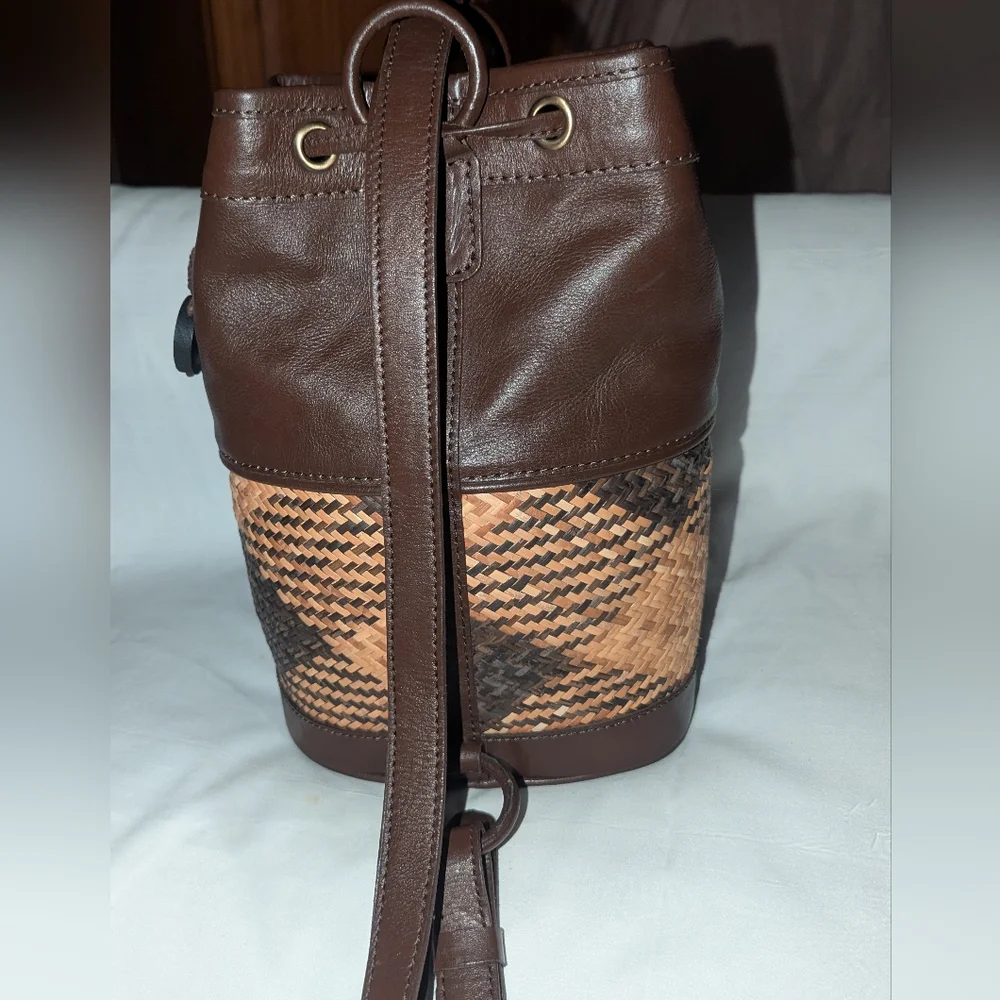 The Sak Brown Weave and Leather Backpack.